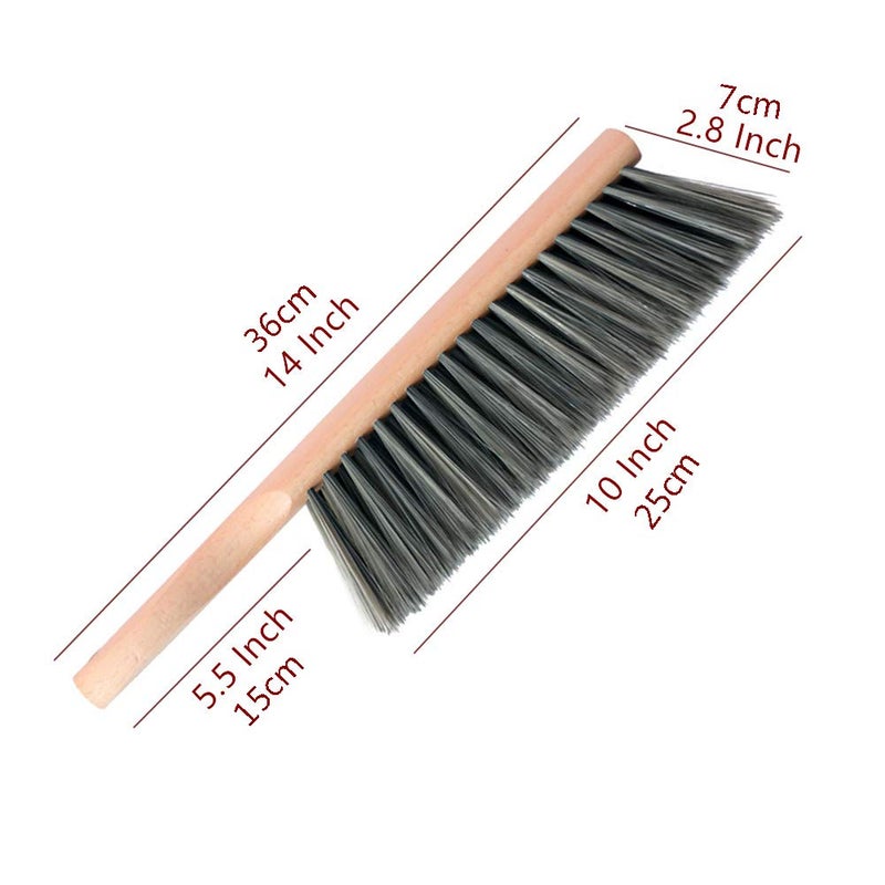 OAKART Hand Brush Soft Bristles Wooden Handle Small Hand Sweeper Brush 14 Inch Long (Gray) - Image 2
